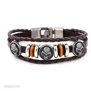 New arrival handmade mens leather bracelet retro alloy braided bracelet