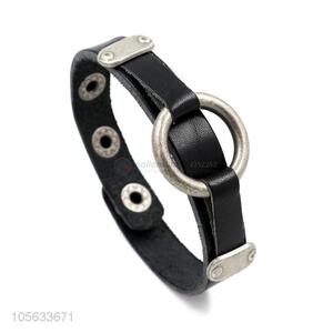 Made in China retro styles mens leather bracelets with circle charms