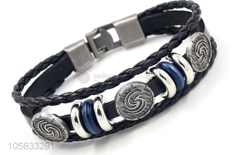 Hot selling retro leather braided bracelet charms bracelets for men