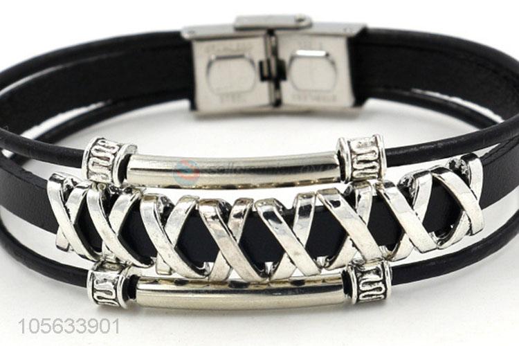 China maker retro leather bracelet handmade multitier bracelets for men