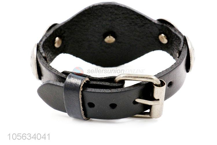 Direct factory supply retro belt style leather bracelets with charms