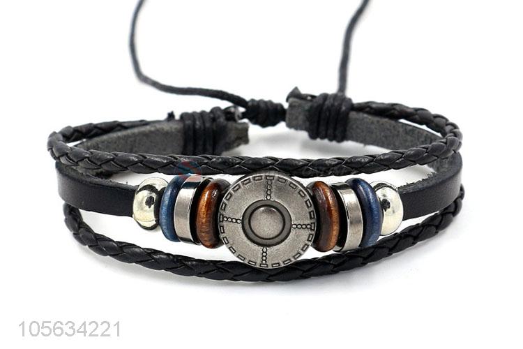 Recent design handmade retro adjustable braided rope bracelet for men