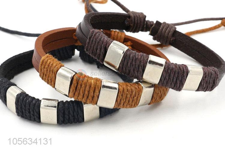 High sales mens favor handmade retro adjustable braided rope bracelet