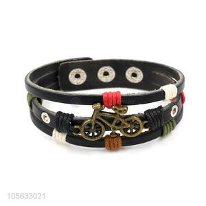 Good quality retro styles handmade mens leather bracelets with charms