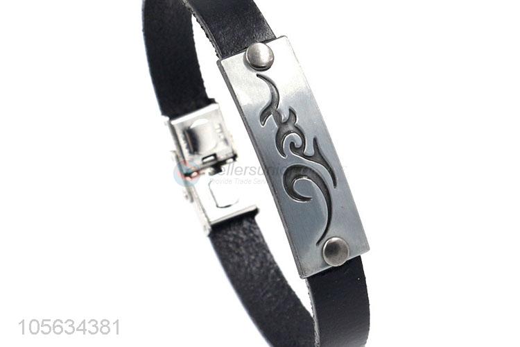 Best quality handmade mens leather bracelet vintage alloy bracelet