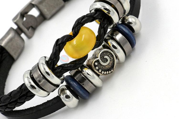 Factory customized multilayer leather braid bracelet retro mens bracelets