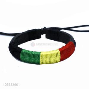 Factory promotional men women leather color string braided bracelet