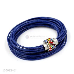 China maker handmade multitier braided rope bracelet with colorful stones