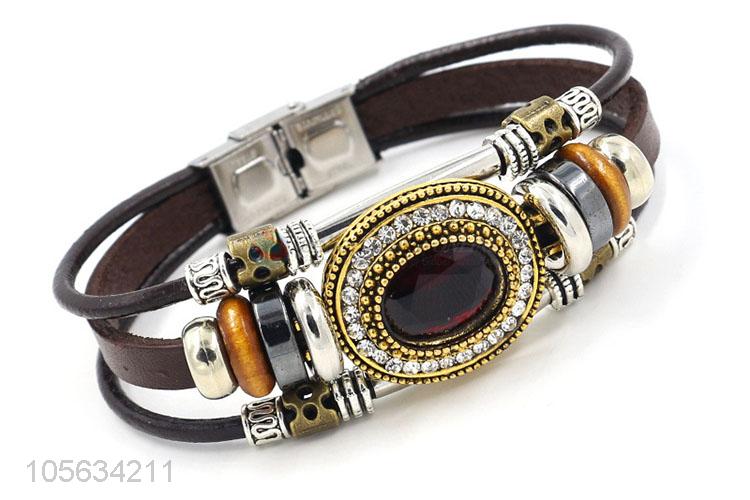 Premium quality retro leather braided bracelet charms bracelets for men