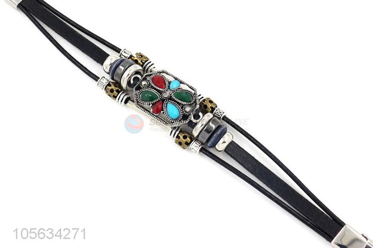 China factory multilayer leather bracelet retro mens alloy bracelets