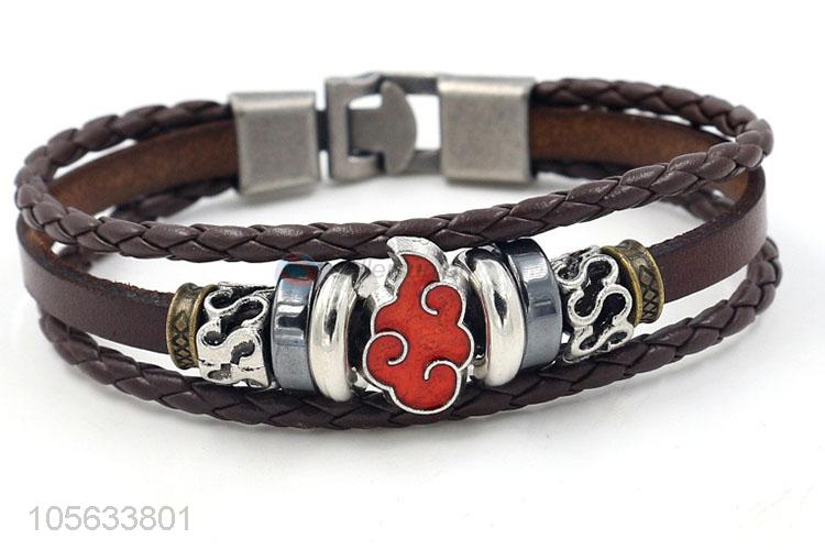 Promotional products retro leather braided bracelet charms bracelets for men