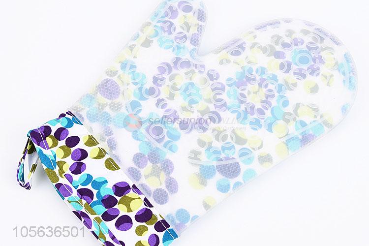 Hot Selling 132g Cotton Print Microwave Oven Mitts Silicone Gloves