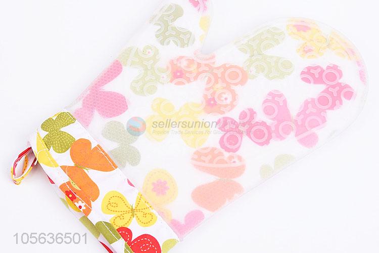 Hot Selling 132g Cotton Print Microwave Oven Mitts Silicone Gloves