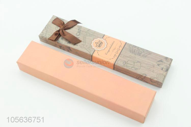 ODM factory rectangle printed paper gift box with ribbon