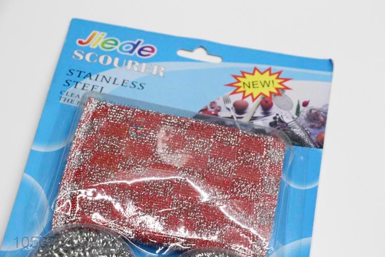 OEM factory kitchen supplies steel wire clean ball and scouring pad set