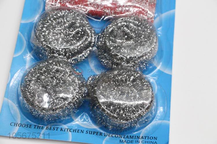 OEM factory kitchen supplies steel wire clean ball and scouring pad set