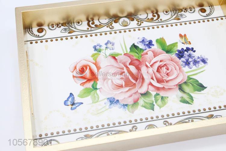 Chinese Factory Flower Pattern MDF Board Salver for Food