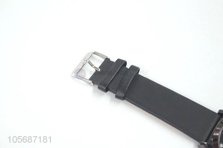 Wholesale Black Neutral Watch With PU  Leather Watchband