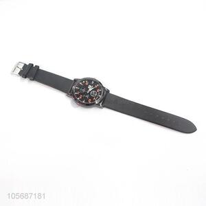 Wholesale Black Neutral Watch With PU  Leather Watchband