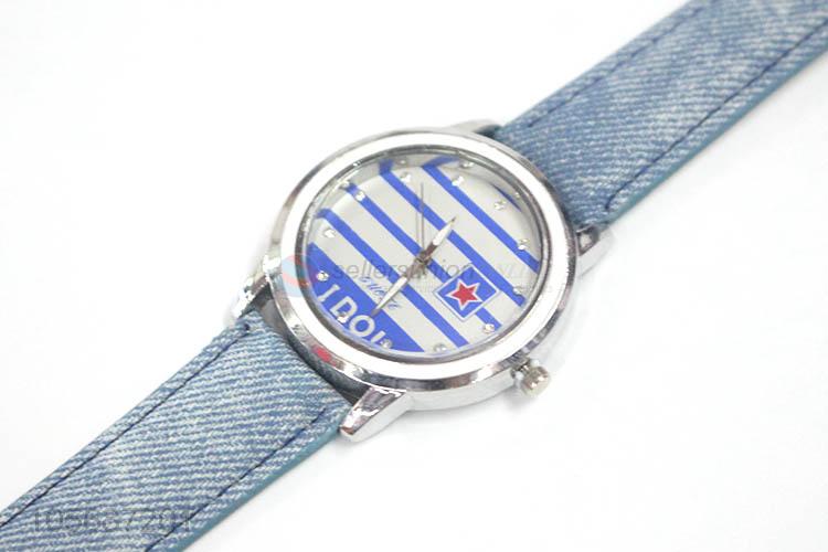 Unique Design Denim Watchband Wrist Watch For Women