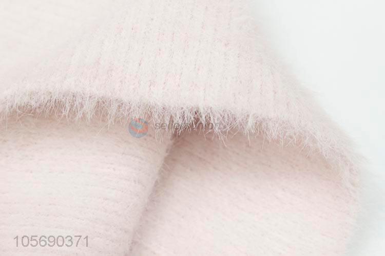 Factory Promotional Pink Winter Warm Knitting Hat for Girl