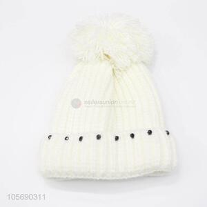 Chinese Factory Girl White Winter Warm Knitting Hat