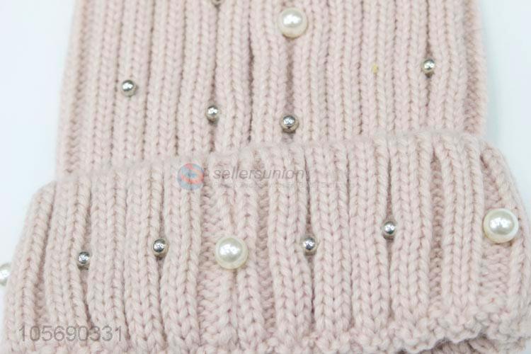 Factory Export Girl Pink Warm Hat with Pear