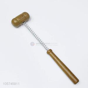 Customized cheap wooden handle spring massager hammer back massager