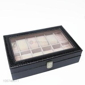 New arrival rectangle multi-grid pu ring jewelry storage box