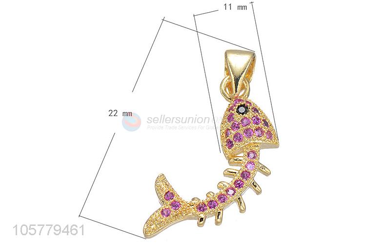 Cartoon Fishbone Shape Copper Pendant Best Jewelry Accessories