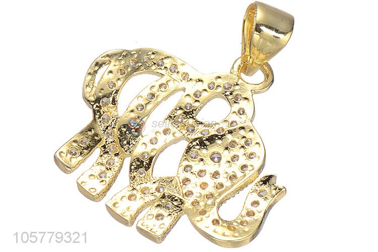 Wholesale Hollow Out Elephant Shape Pendant With Inlay Zircon