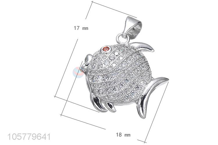 Hot Selling Cute Fish Shape Inlay Zircon Pendant For Necklace