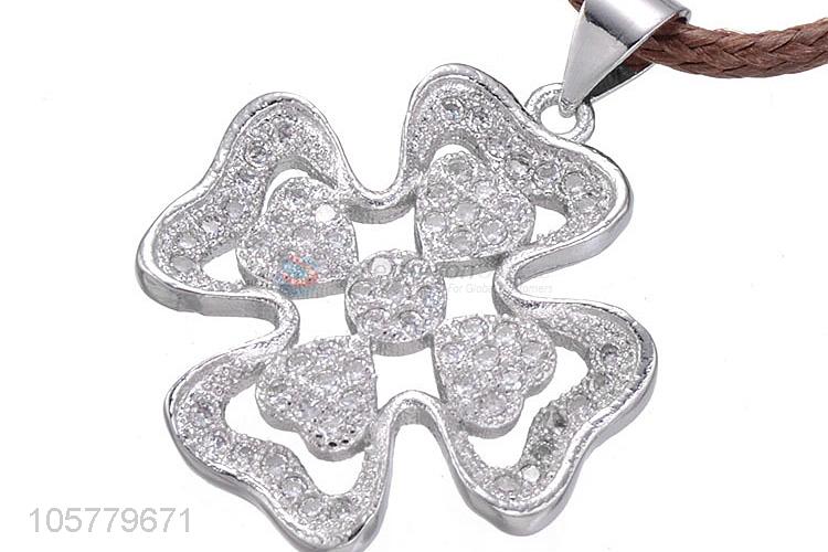 Best Selling Plant Shape Inlay Zircon Pendant For Jewelry