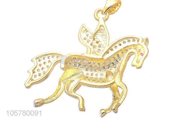 Popular Horse Shape Inlay Zircon Pendant Necklace Accessories