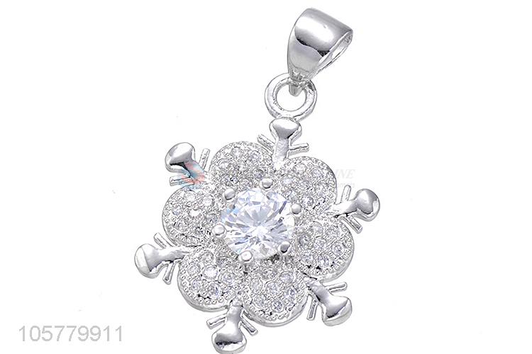 Good Quality Flower Shape Inlay Zircon Pendant Fashion Necklace Accessories