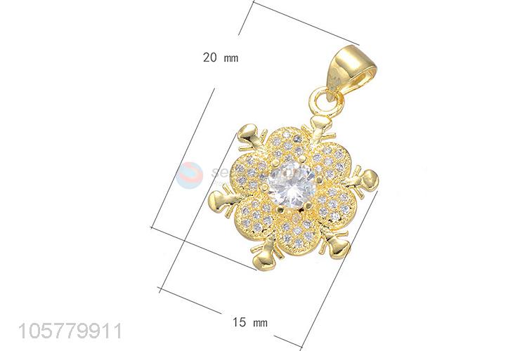 Good Quality Flower Shape Inlay Zircon Pendant Fashion Necklace Accessories