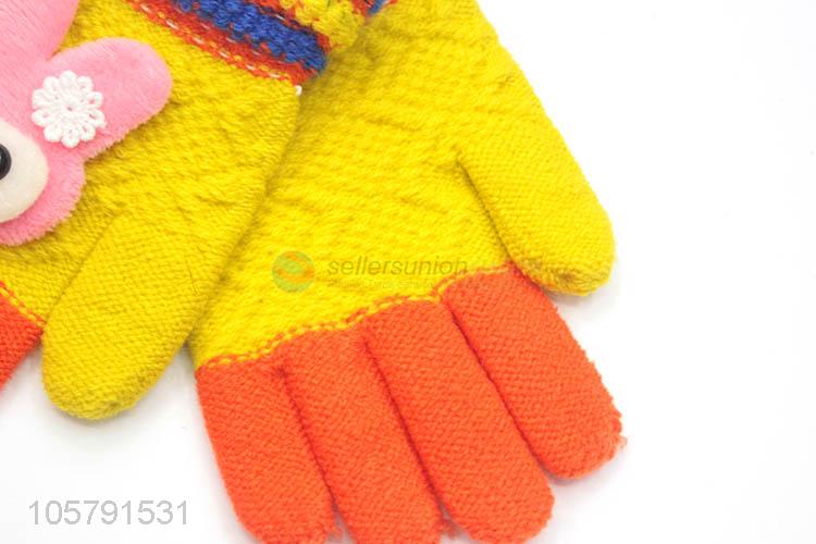 Wholesale Colorful Knitted Five Fingers Gloves For Little Girl