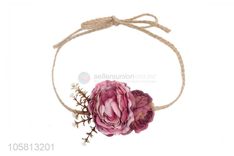 Newest Simulation Flower Hemp Rope Head Band Decorative Headwear