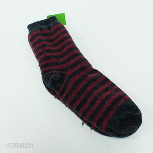 Low price women stripes fleece slipper home acrylic socks