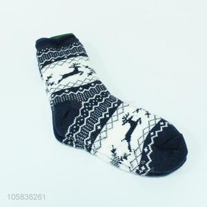 Hot selling men festive knitted fleece slipper home acrylic socks