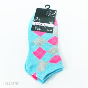 Hot products rhombus pattern women running socks anklet socks