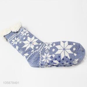 Promotional Wholesale Snowflake Pattern Home Sock Thick Floor Sock