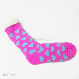 Wholesale Price Love Shape Anti-slip Floor Socks Woman Ski Socks