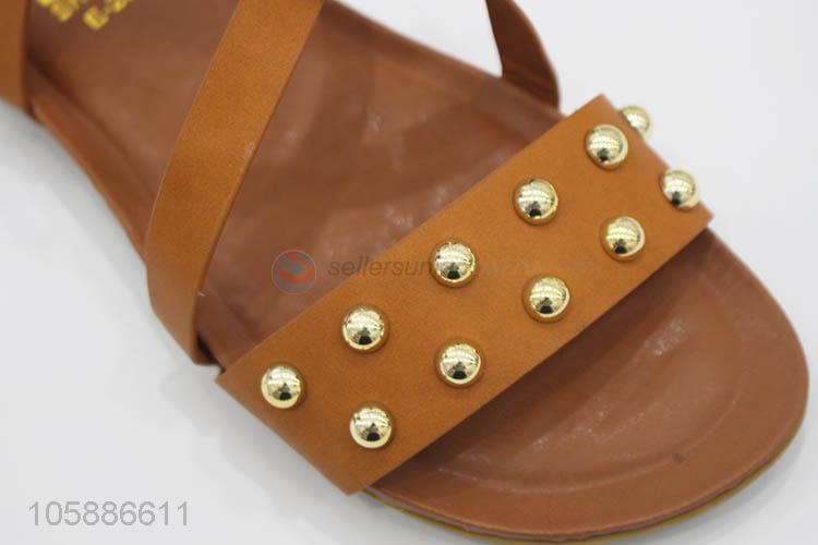 High quality women sandals ladies pu flat sandals