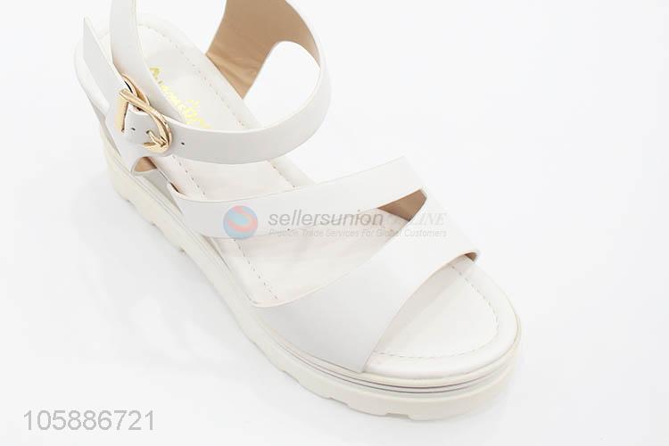 China suppliers women sandals ladies pu slope heel sandals