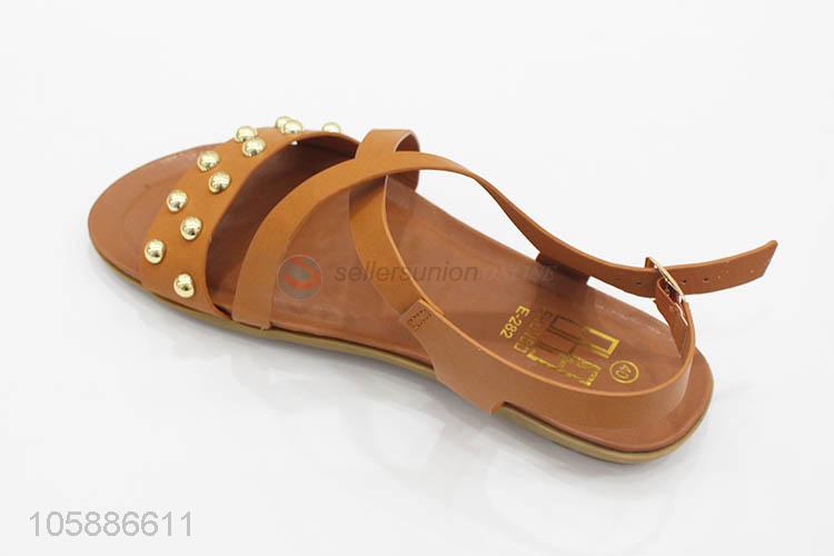 High quality women sandals ladies pu flat sandals