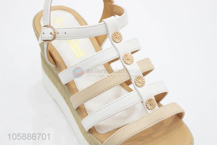 Hot selling stylish summer outdoor slope heel women sandals