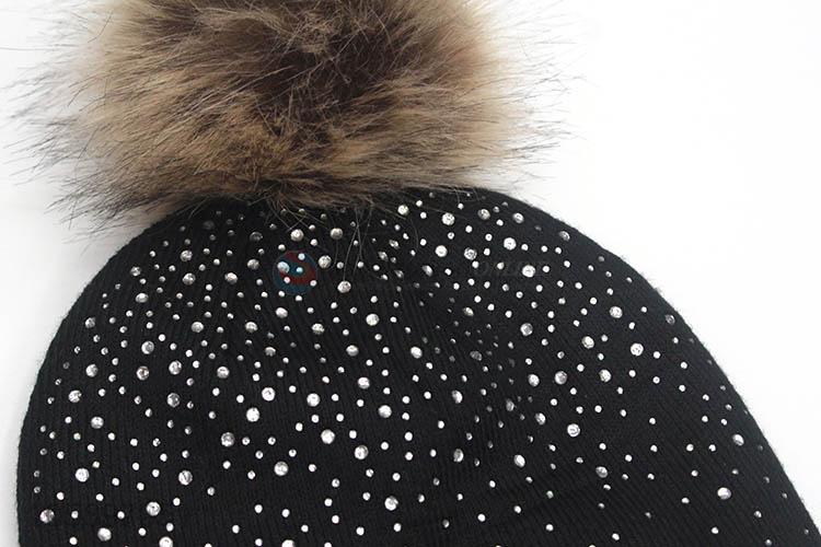 Best Quality Fur Pom Pom Hat Knitted Beanie Cap