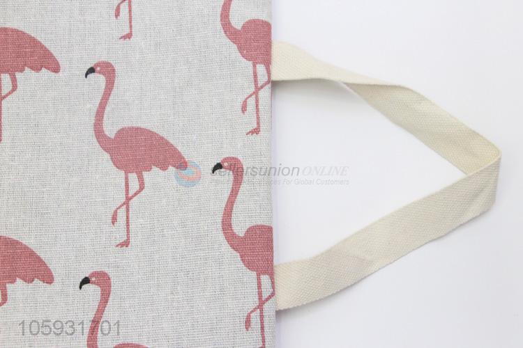 Low Price Lovely Flamingo Cotton and Linen Portable File Bag