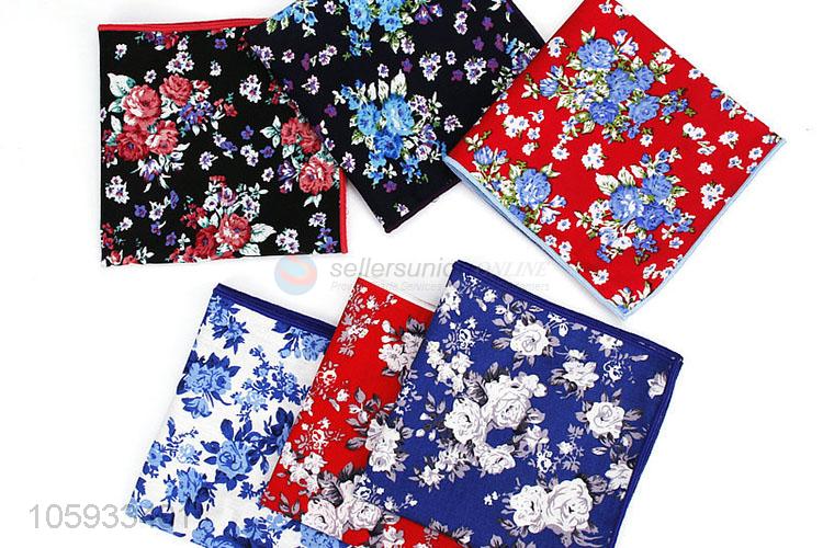 Wholesale Flower Pattern Cotton Handkerchief For Man